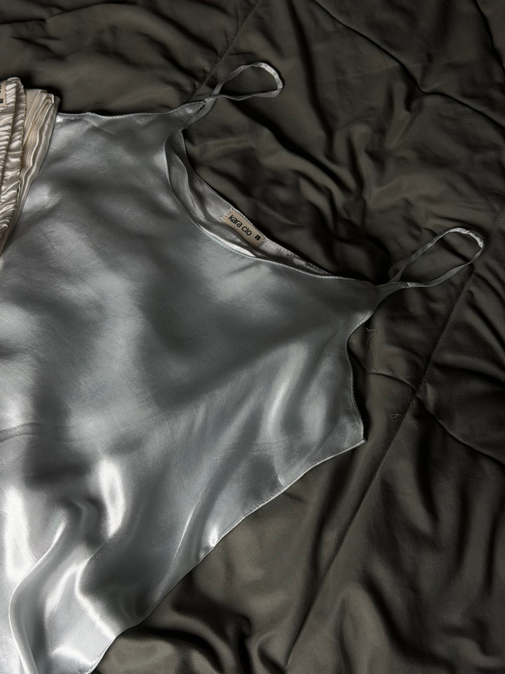 Ice Blue Fluid Satin Kurta Set With Lace Detailing