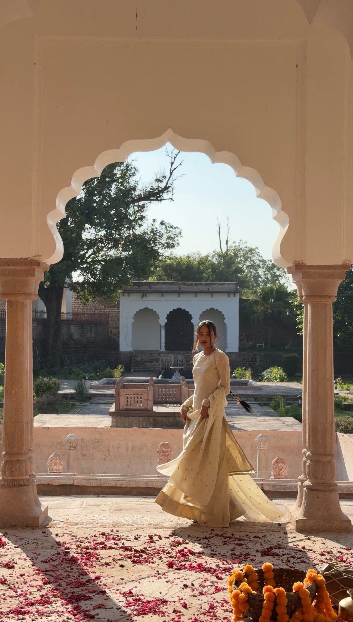 Golden Long Kurta with Sharara & Dupatta