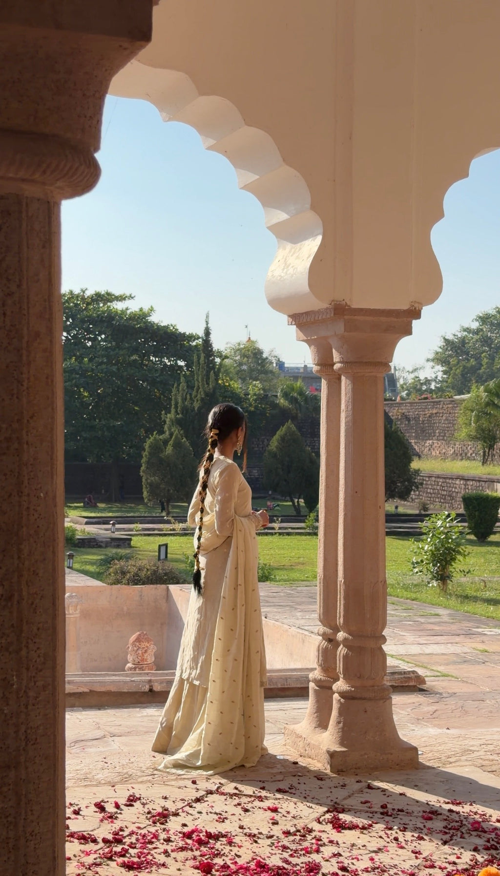 Golden Long Kurta with Sharara & Dupatta