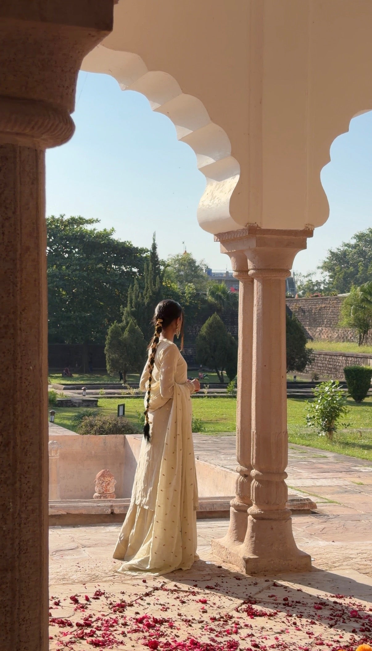 Golden Long Kurta with Sharara & Dupatta