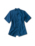 Cobalt Blue Chanderi Silk Mandarin Collar Shirt